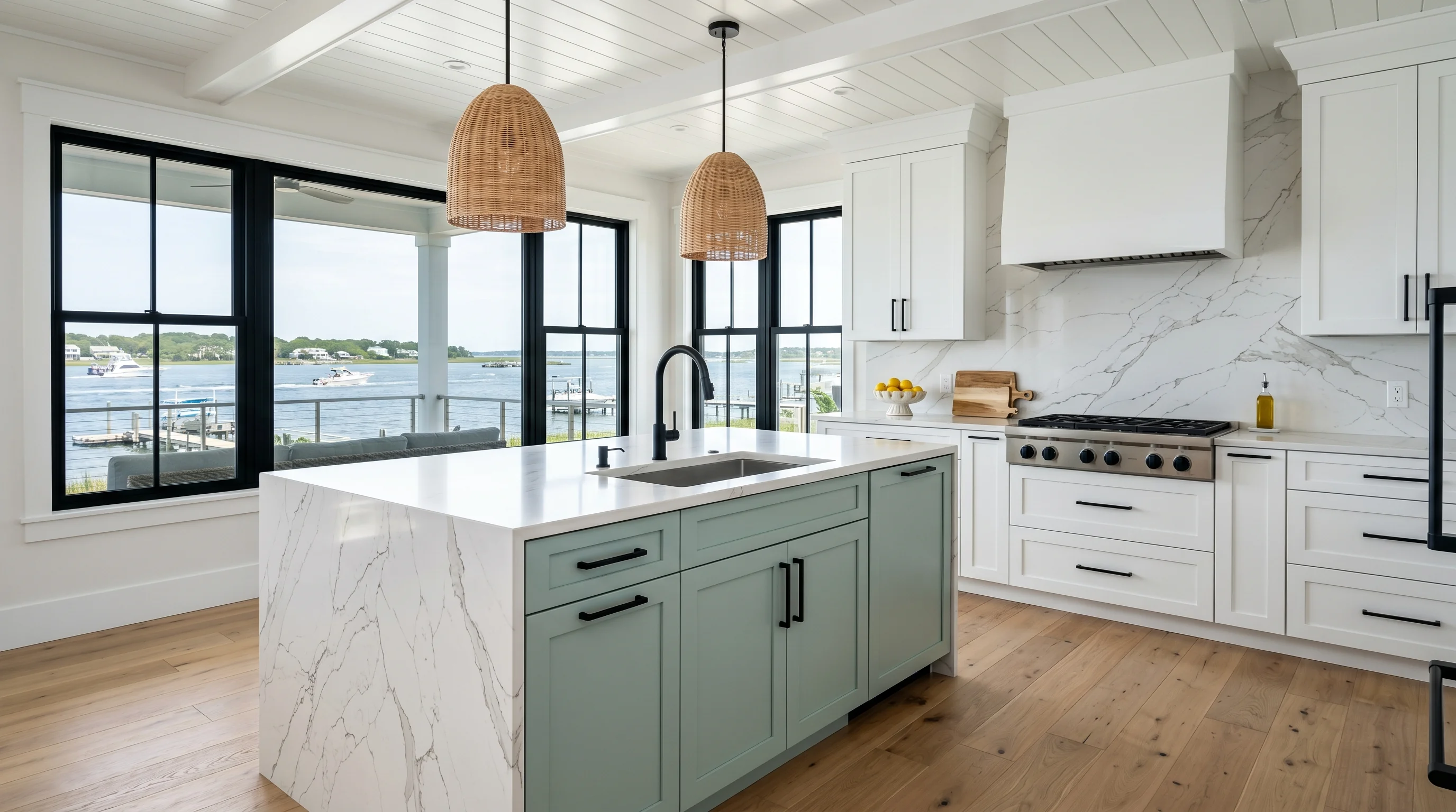 Lantana kitchen with breakfast nook view and pantry-cabinetry wall