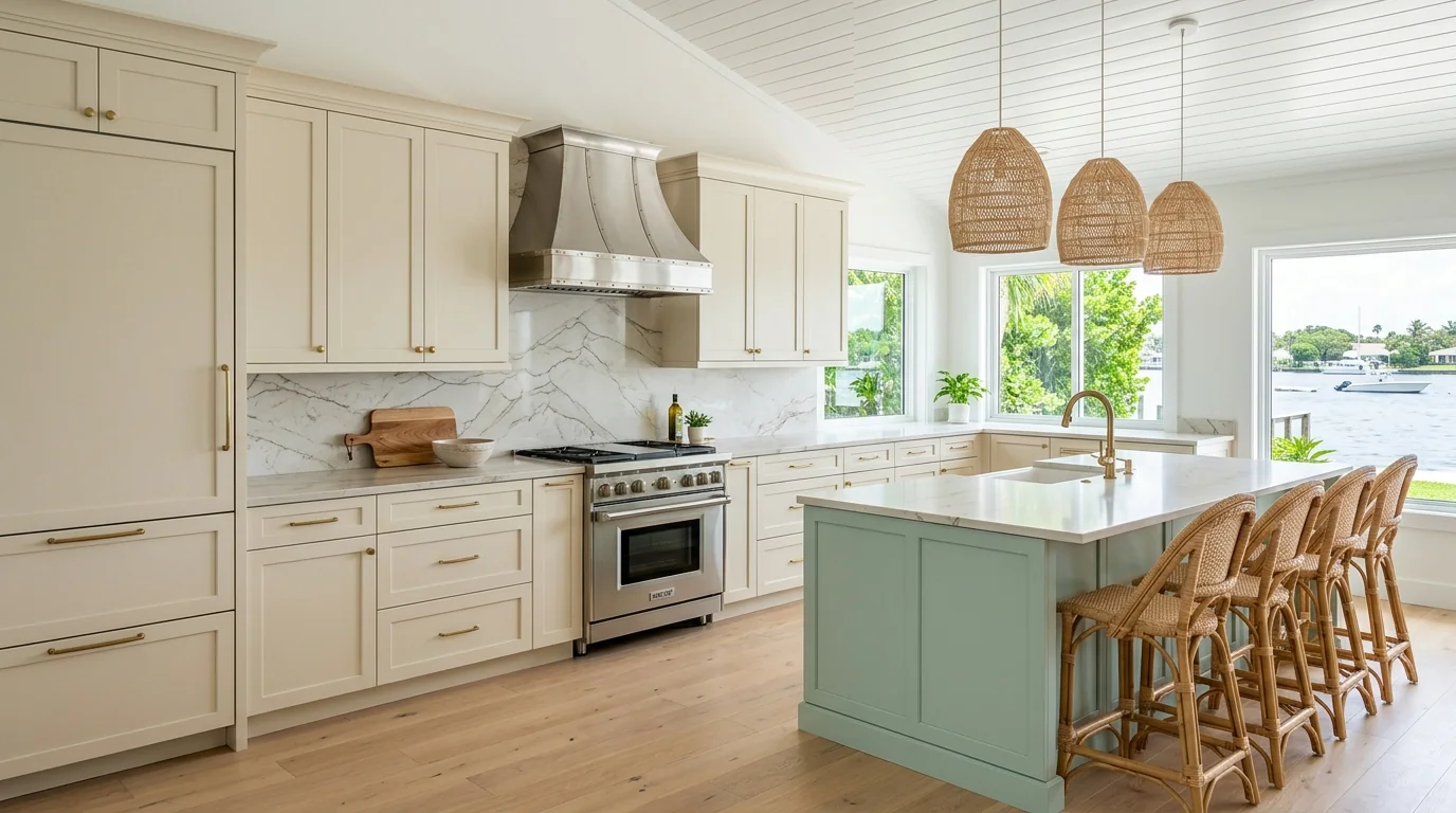 Two-tone Lantana kitchen showing scope of remodel investment