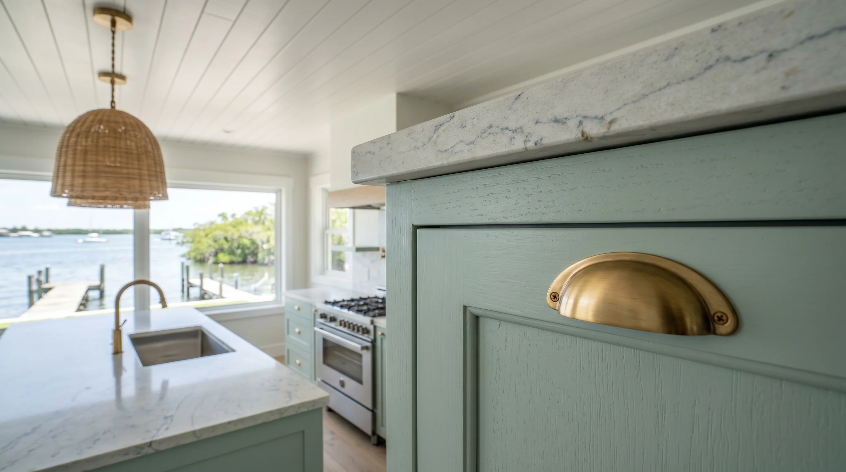 Modern Light Kitchen, quartzite countertops in a Palm Beach County kitchen by South Florida Kitchen & Bath Design