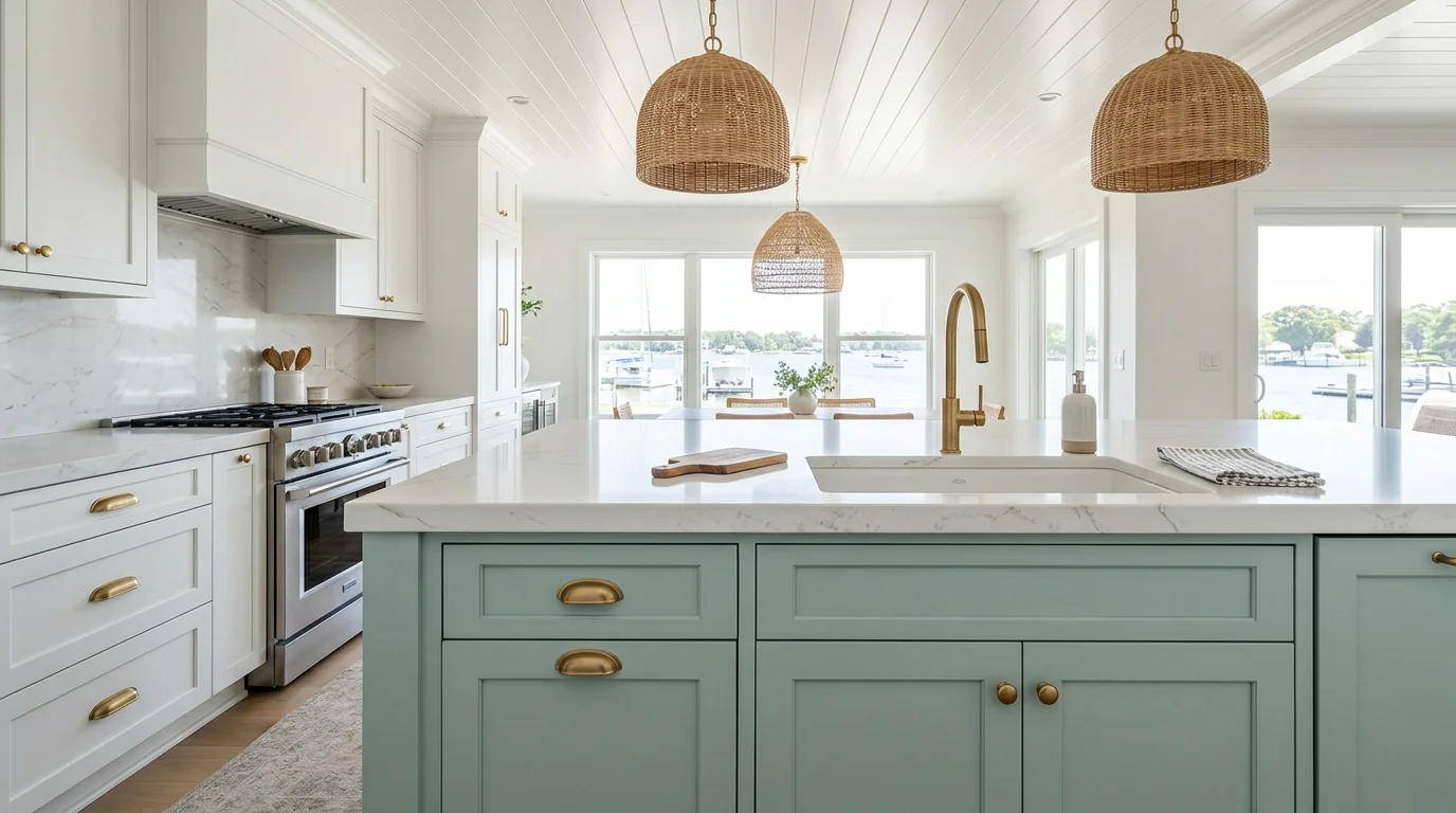 Lantana kitchen remodeling installation in progress with cabinetry and stone countertops