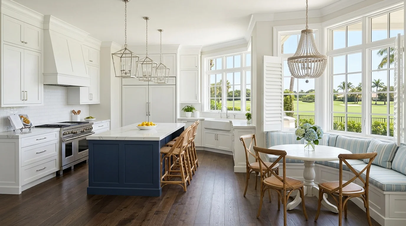 North Palm Beach kitchen with breakfast nook view and pantry-cabinetry wall