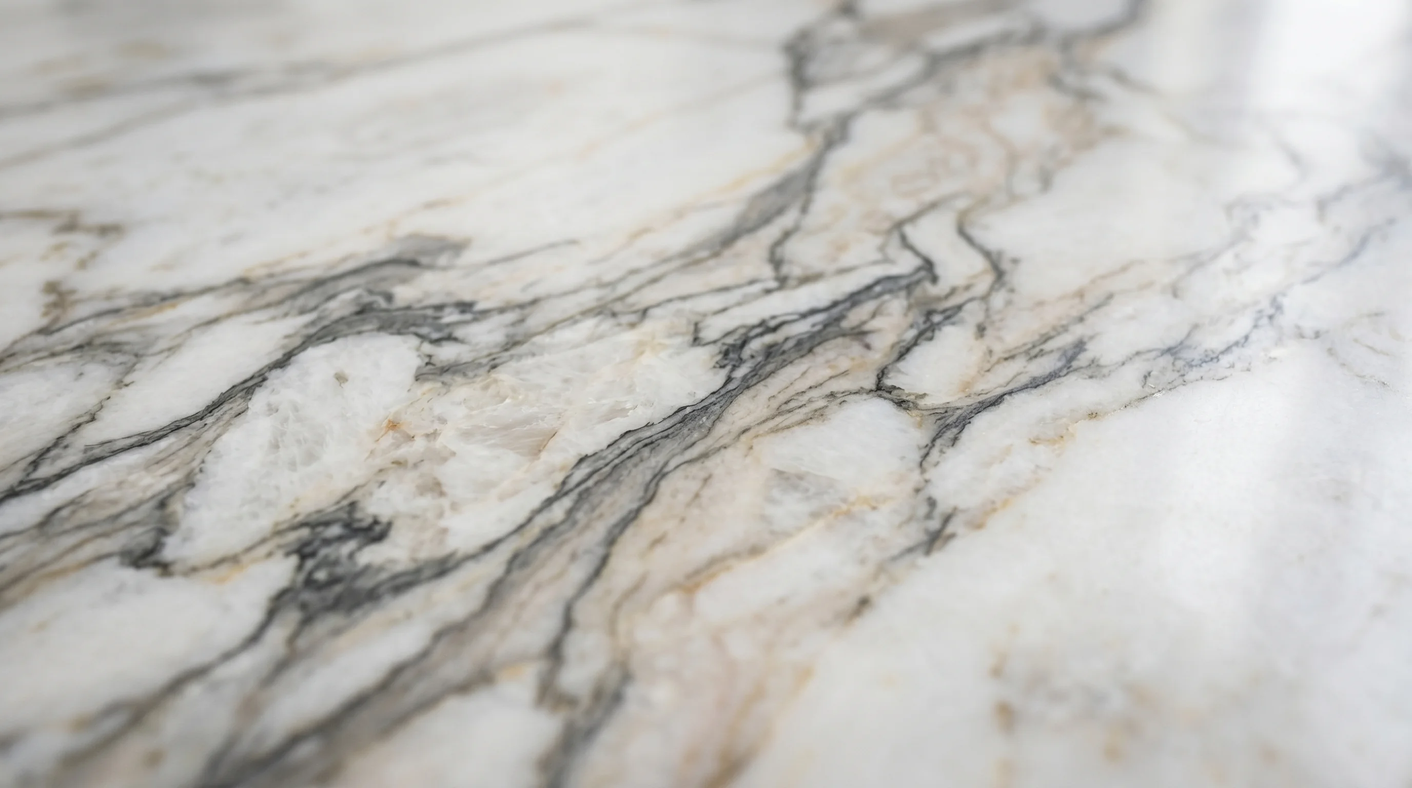 Close-up of warm wood Palm Beach Gardens kitchen cabinetry and stone countertop detail