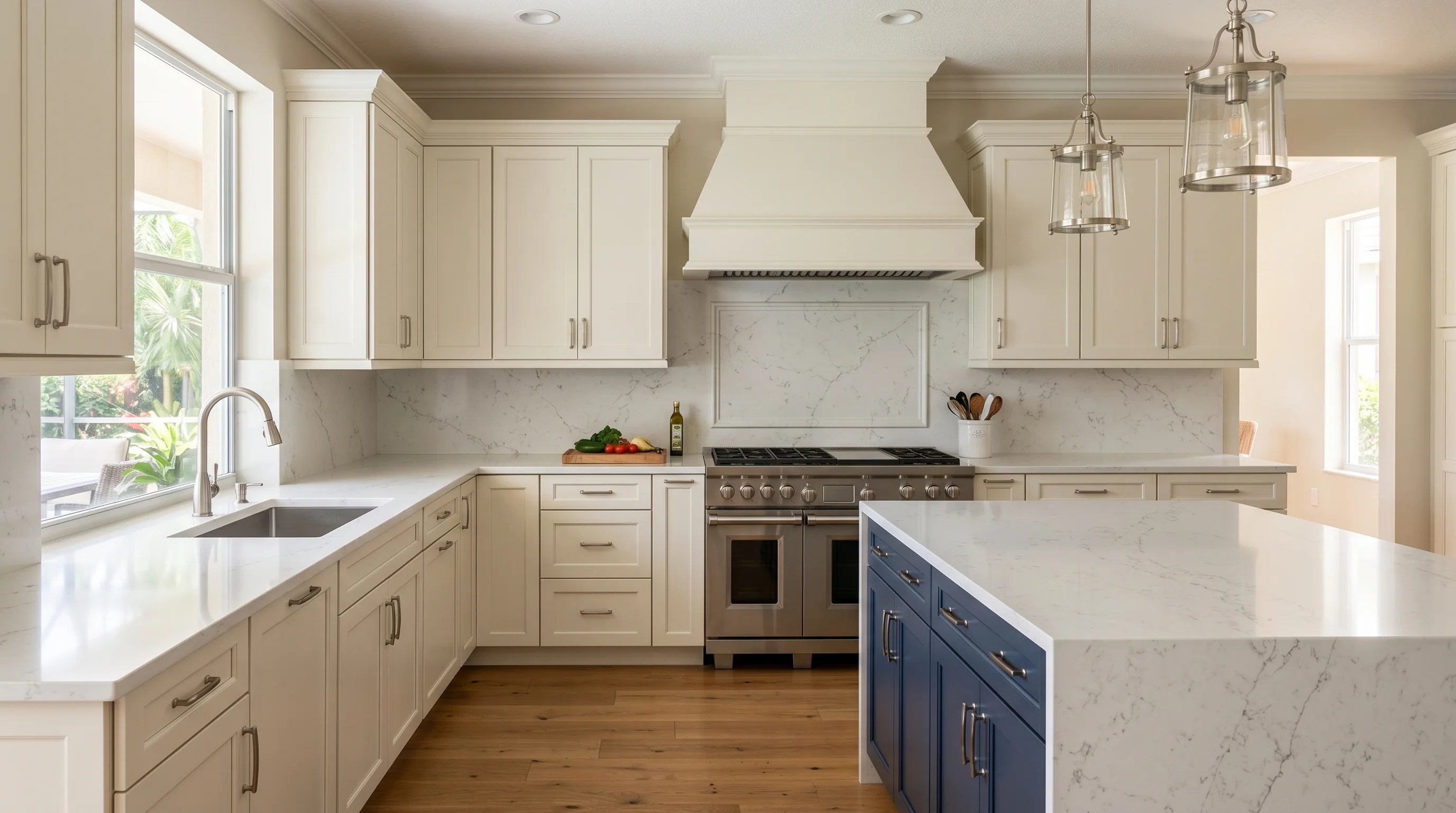 Two-tone Royal Palm Beach kitchen showing scope of remodel investment