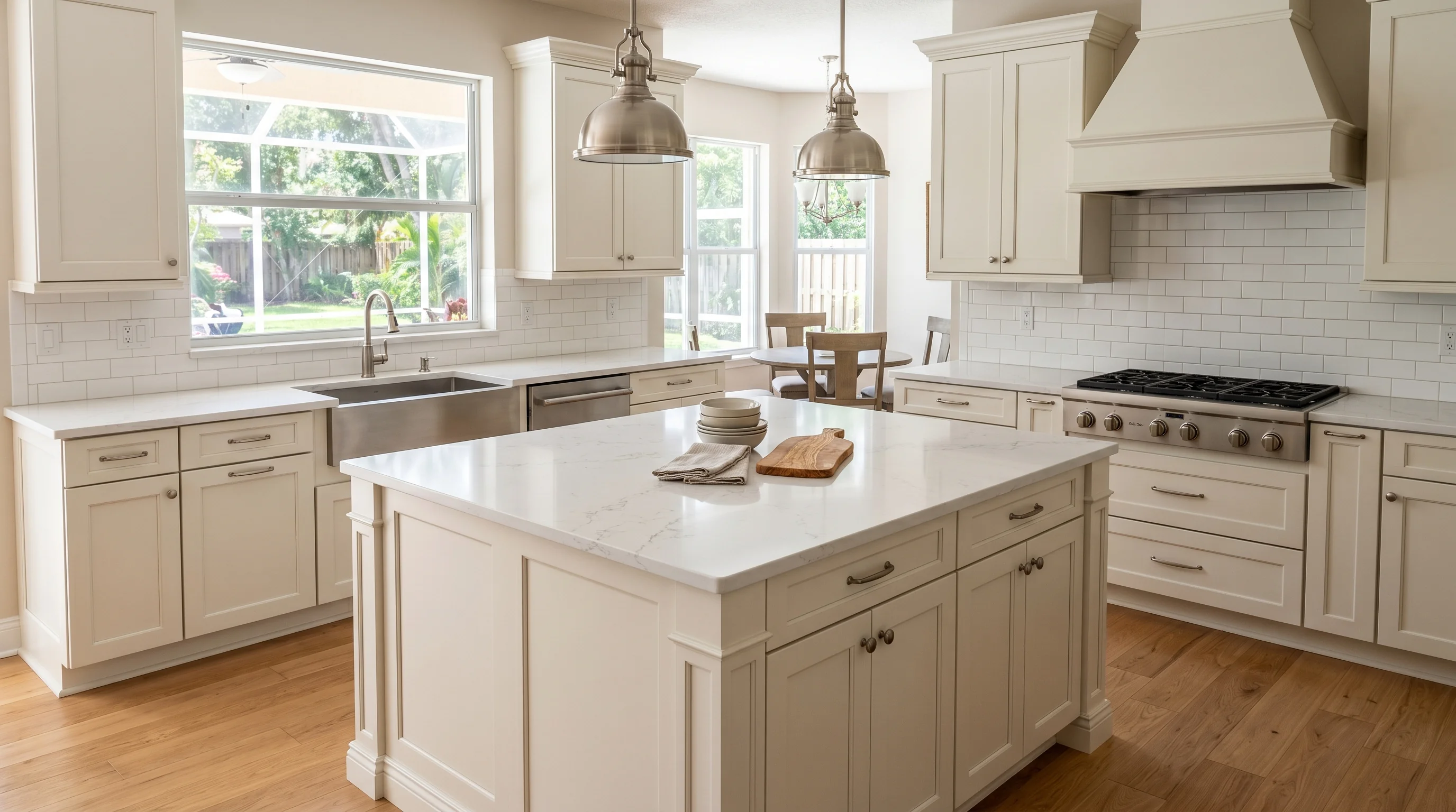 Royal Palm Beach kitchen remodeling installation in progress with cabinetry and stone countertops