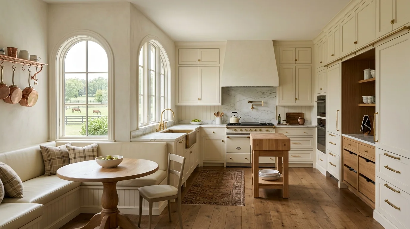 Wellington kitchen with breakfast nook view and pantry-cabinetry wall