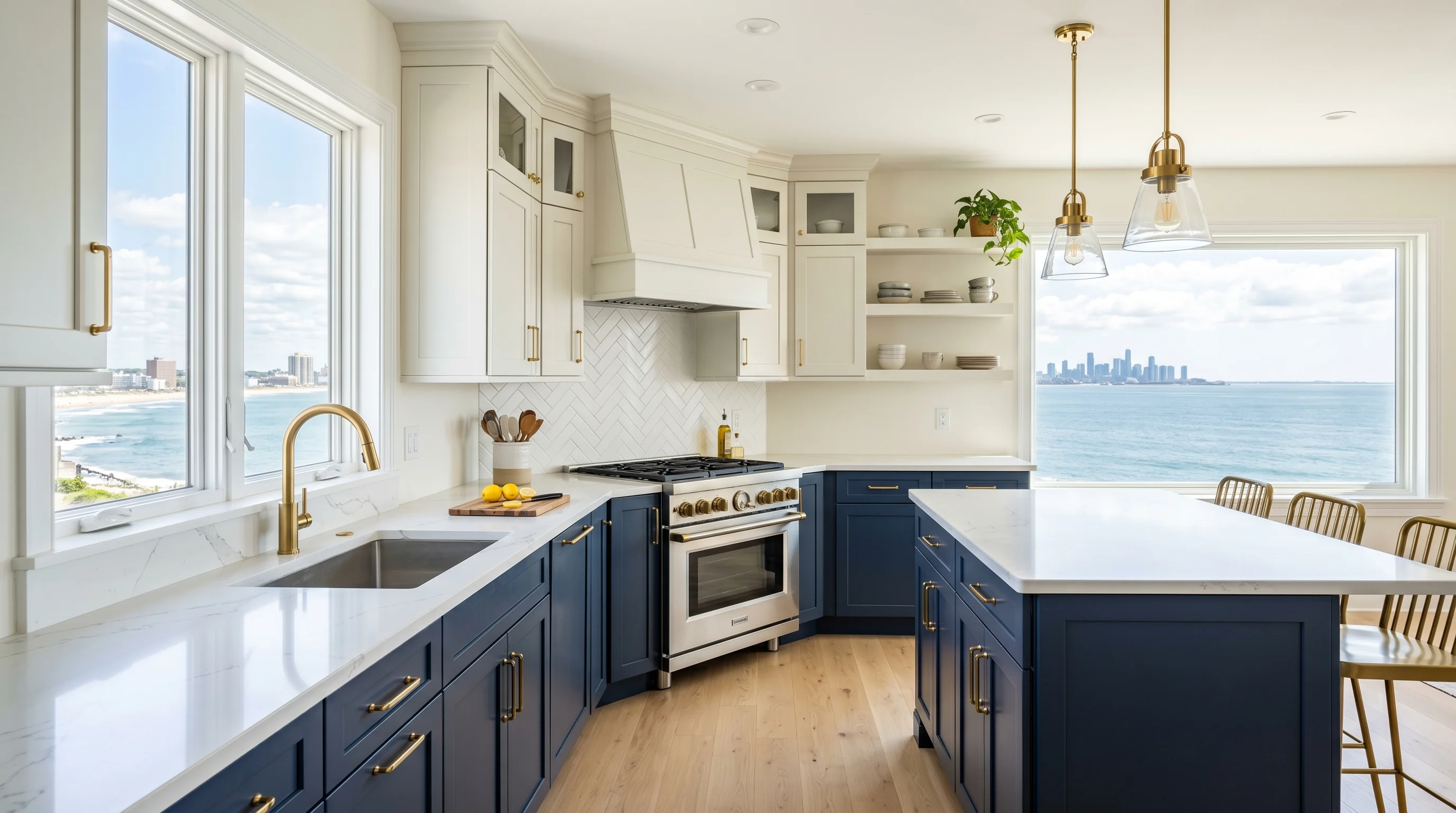 Open-concept Slim Shaker kitchen cabinets in a West Palm Beach, Palm Beach County kitchen
