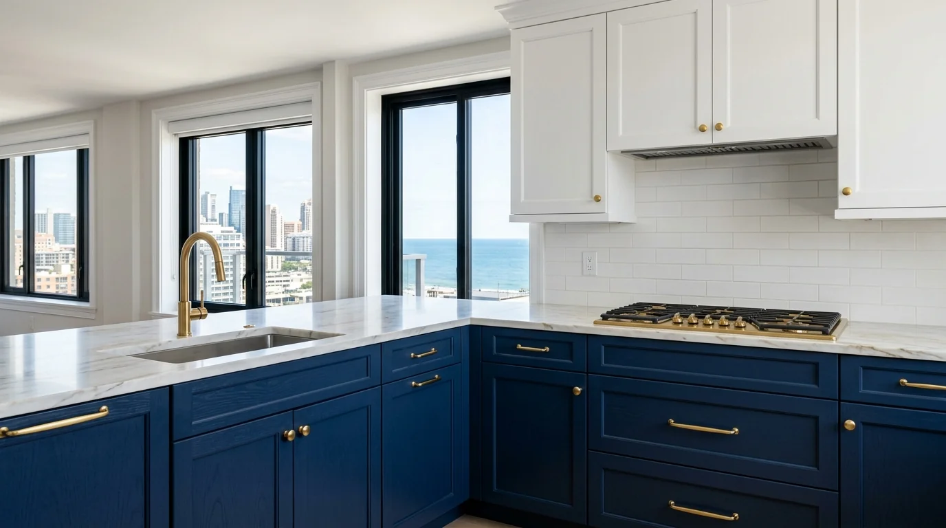 West Palm Beach kitchen remodeling installation in progress with cabinetry and stone countertops