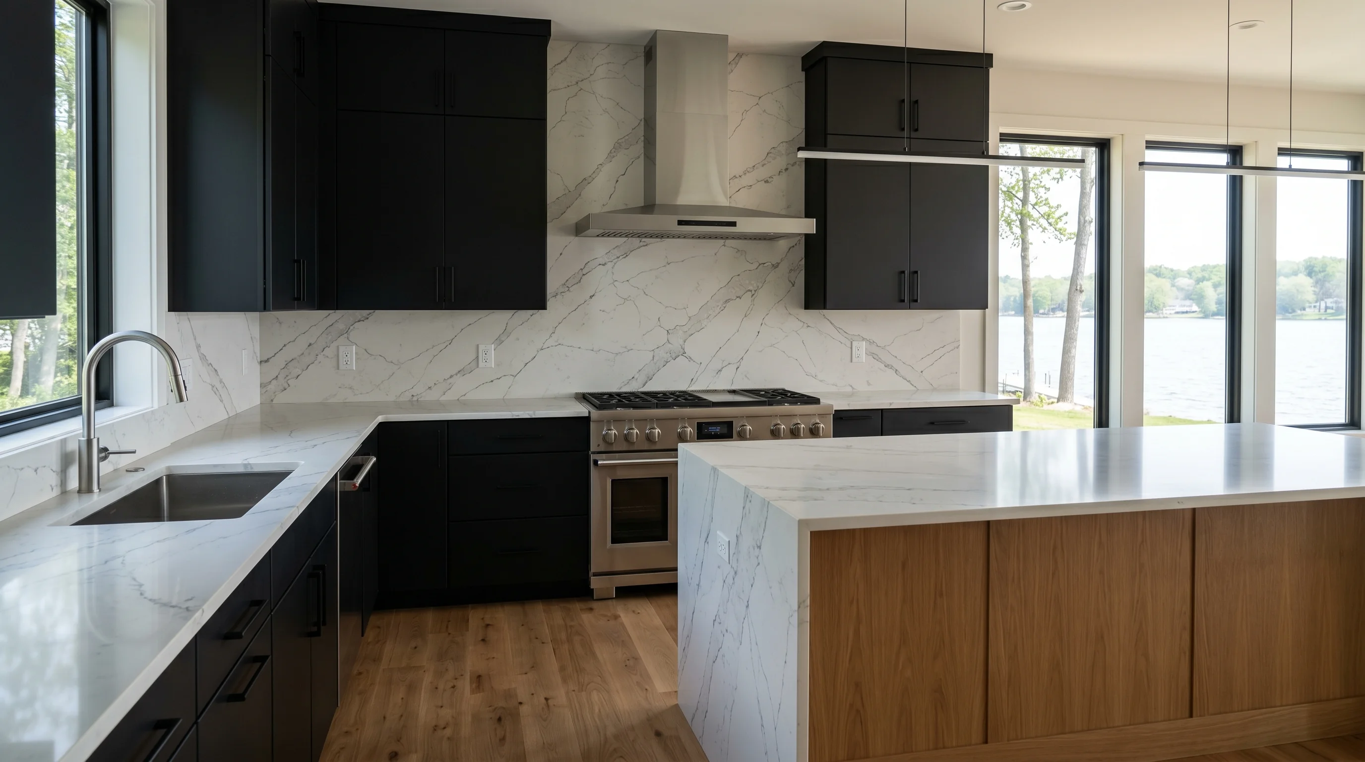 Two-tone Westlake kitchen showing scope of remodel investment