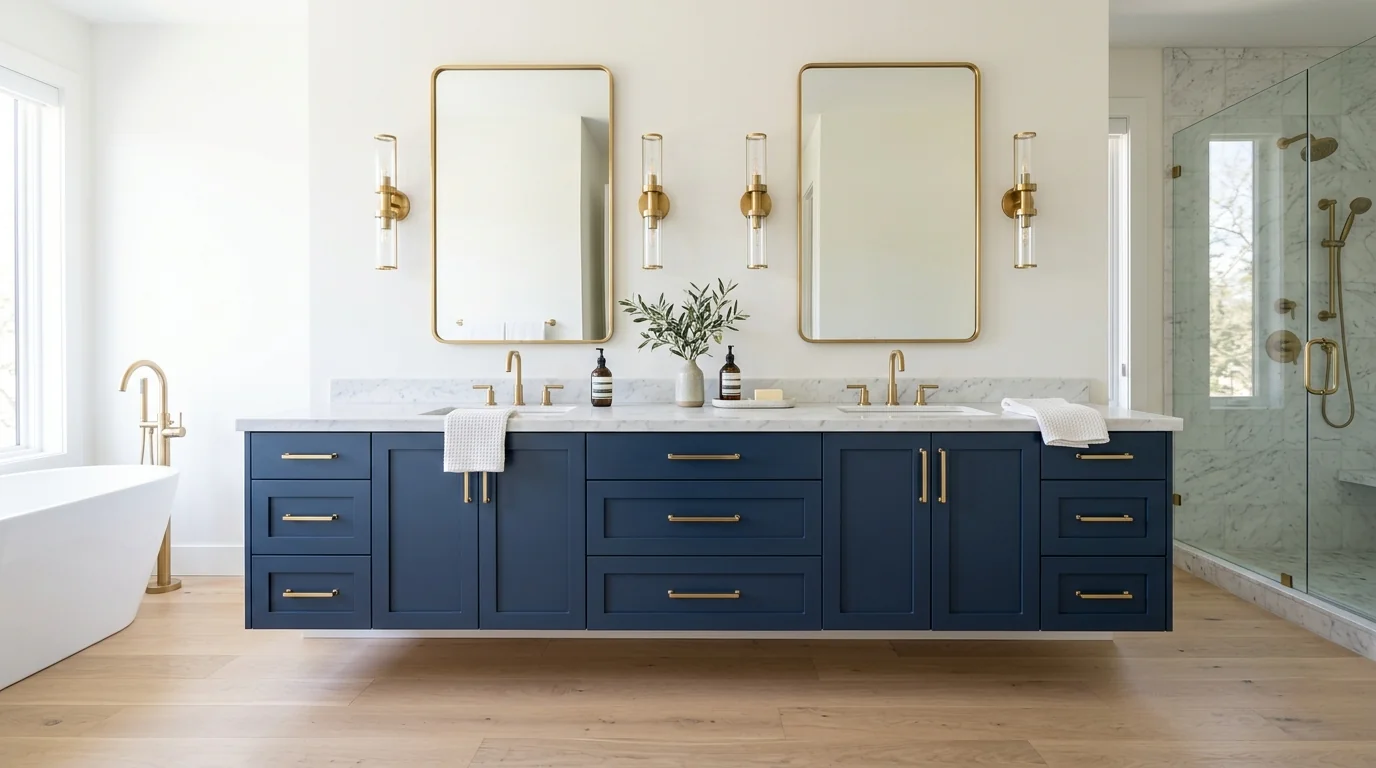 Luxury kitchen remodel with calacatta marble island and brass pendant lights — kitchen remodeling in Juno Beach, FL