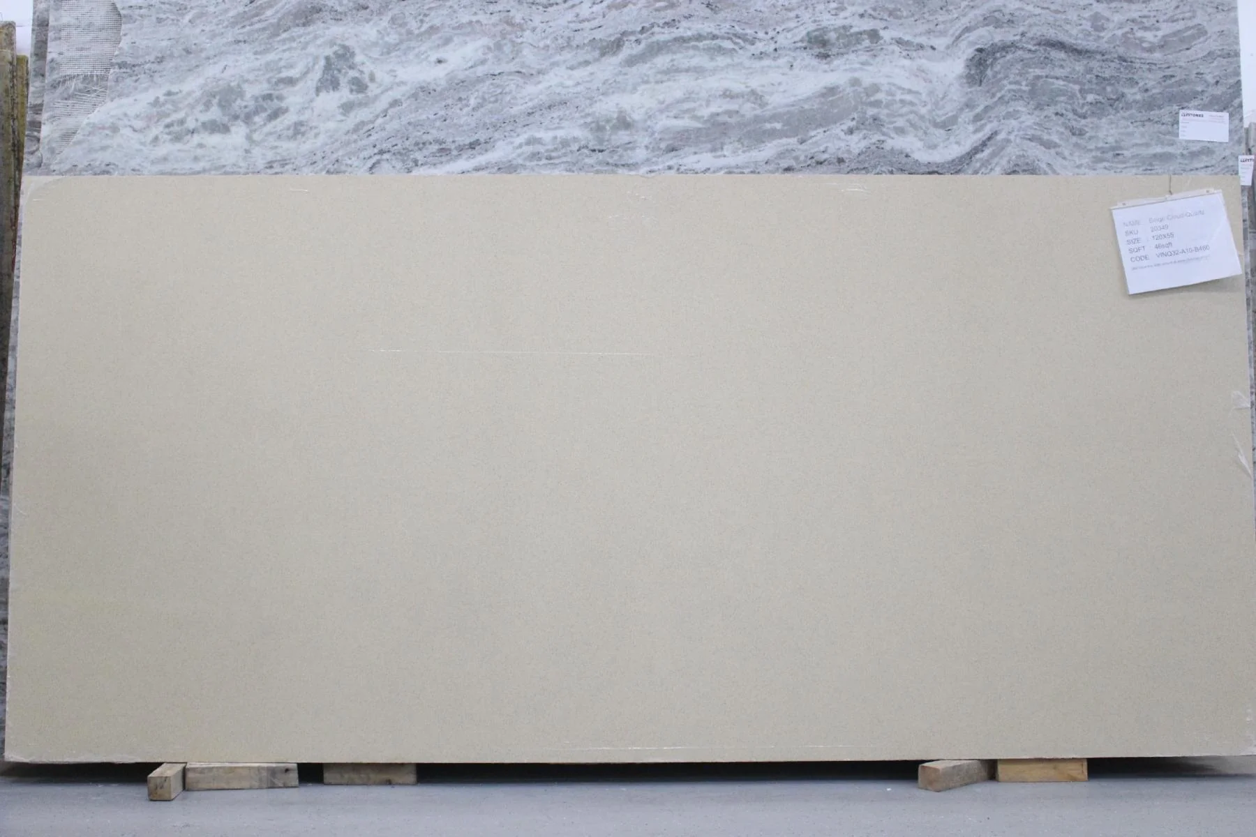 Beige Cloud quartz slab